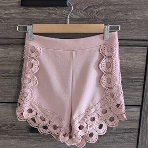 High Waist Pink Lace Trim Shorts